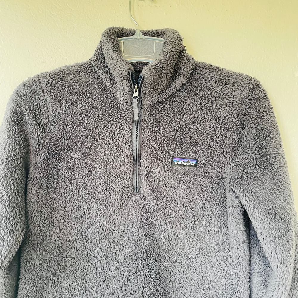 Patagonia Los Gatos 1/4 Zip Charcoal Gray Fleece Teddy Zip up Size S - Picture 3 of 11